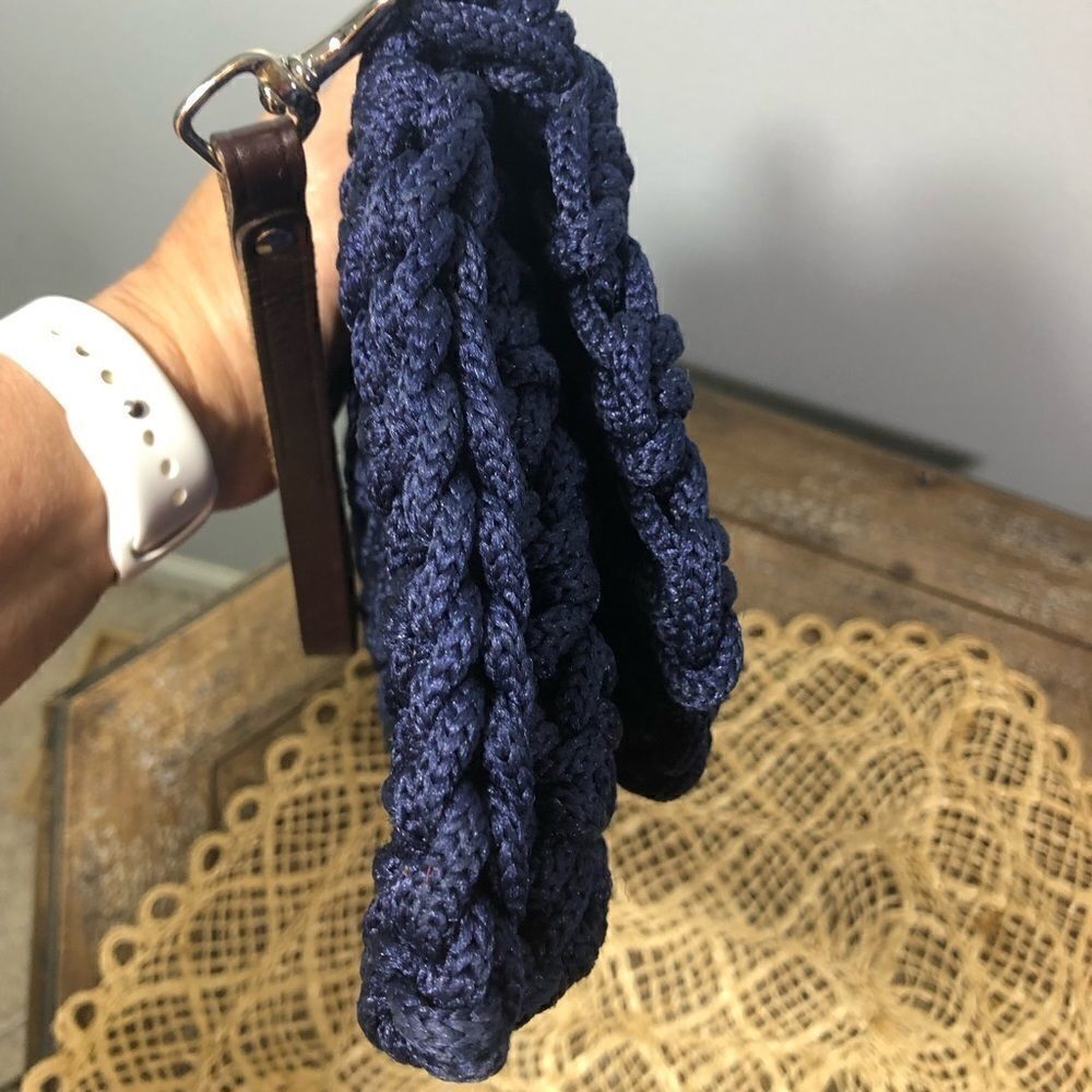Macrame Navy Blue Clutch Bag - Picture 5 of 6